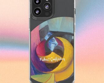 Bunte Abstrakte Spirale, Moderne Kubismus-inspirierte Handyhülle, Retro Bunt Einzigartige Iphone, Samsung Handyhülle Einzigartiges Geschenk für Kunstliebhaber