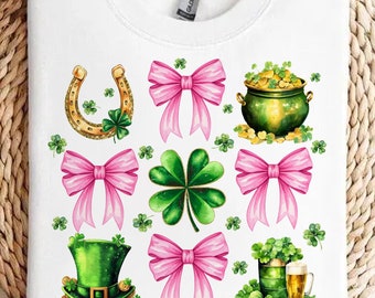 St. Patrick’s Day PNG, Lucky Charm Bow PNG, Shamrock Clipart, Irish Sublimation Design, Digital Download for Shirts and Mugs