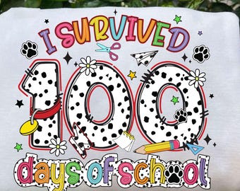 Lápiz coqueto de 100 días de clases, lunares dálmatas, gráfico de camiseta del centenario para profesores y estudiantes, descarga digital
