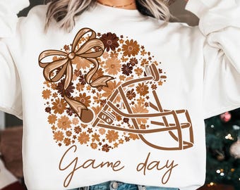 Floral Football Helmet Png, Game Day Football Png, Fall Sports Sublimation Design, Autumn Game Day Png, Touch Down Season Png