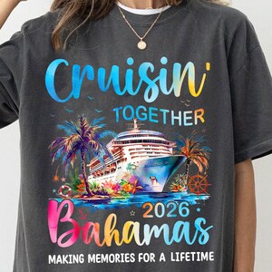 Cruisin' Together Bahamas 2026 PNG, Family Cruise Trip Shirt Design, Tropical Vacation Sublimation, Cruise Memories Png, Summer Png image 2