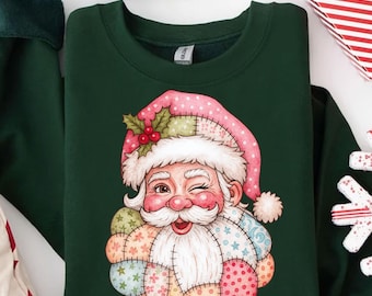 Papá Noel navideño (PNG), parche de tela de Papá Noel (PNG), Papá Noel retro lindo (PNG), diseño de sublimación navideña, archivo PNG de Navidad vintage
