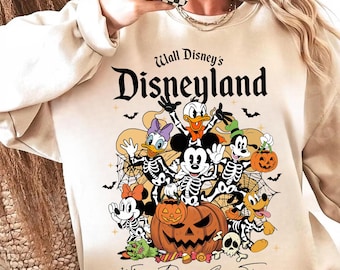 Szkielet Myszy i Przyjaciół w formacie PNG, Upiorny jesienny projekt z dyniami, Cyfrowe Halloween w formacie PNG, Postacie szkieletów z nietoperzami i duchami