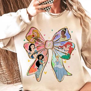 Cute Bow With Princess Png, Magic Girls Clipart For Shirt, Rainbow Glitter Bow Design, Fantasy Character Png Digitalk