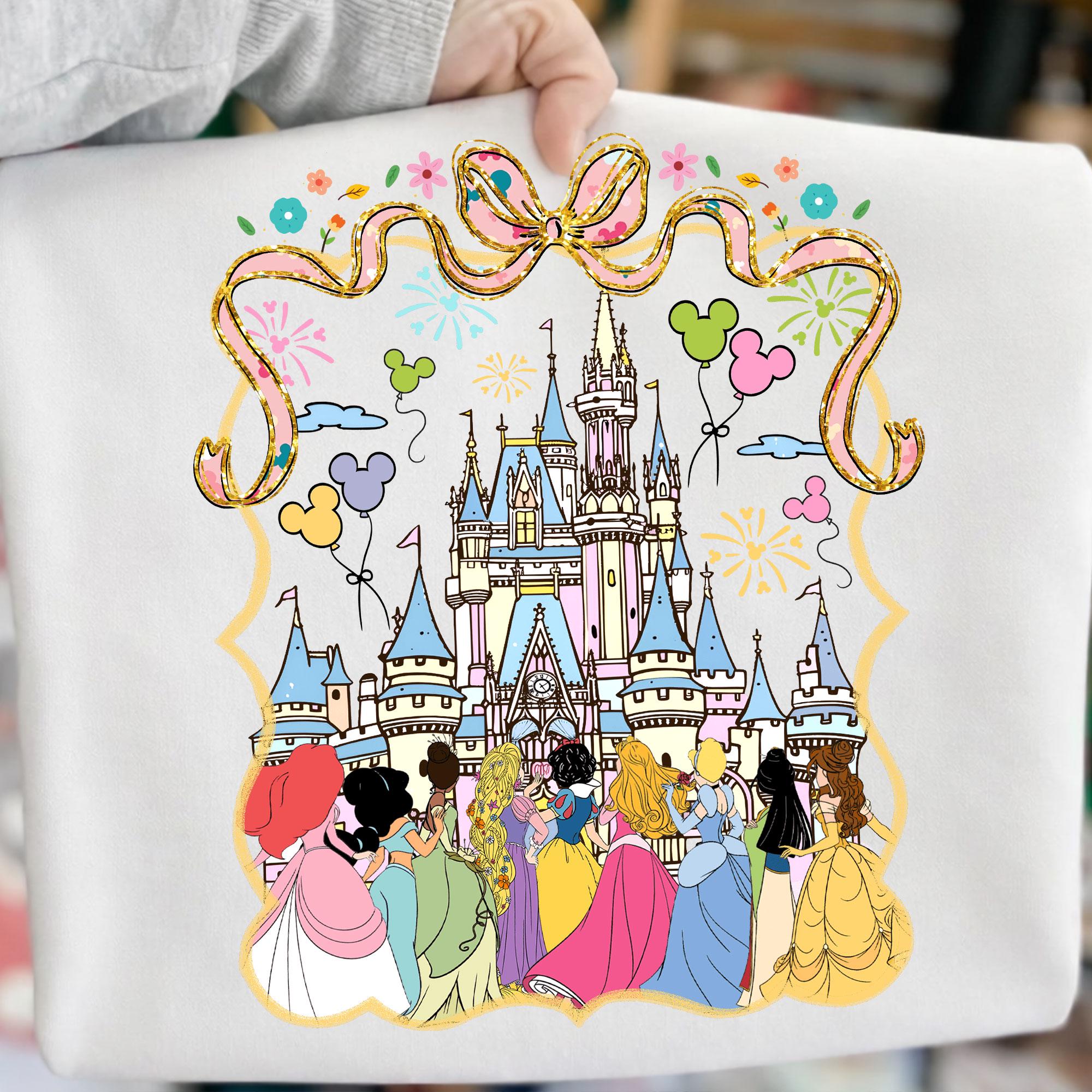 Princess Castle Digital PNG, Watercolor Princesses, Retro Colorful ...