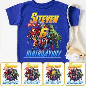 Superhero Birthday PNG, Family Birthday Shirt PNG, 6th Birthday Squad Design, Mommy Daddy Matching Shirt PNG, Editable Png File