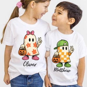 Personalized Halloween Ghost Kids Png, Boy Girl Trick Or Treat Png, Cute Ghost Sublimation, Halloween Costume Png, Fall Kids Shirt Design