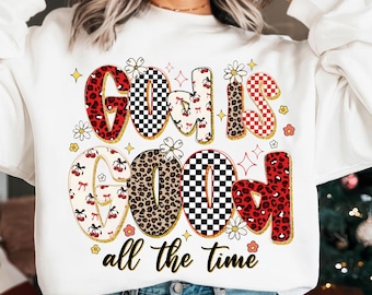 God is Good Png, Preppy Fall For Jesus Png, Christian Quote Png, Retro Animal Print Letters Png, Religious Png, Bible Verse Png