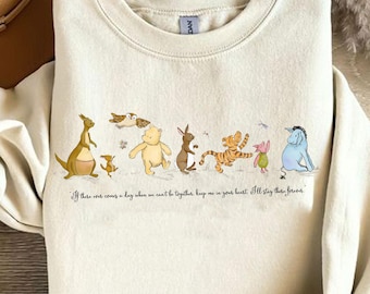 Winnie The Pooh Png, Cute Animal Friends, Forest Animals, Pastel Animal Lineup, Inspirational Quote Shirt, Best Friends Forever PNG