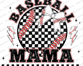 Baseball Mama Png, Checkered Baseball Mom Sublimation, Retro Sport Mom Shirt Design, Game Day Png, Mother's Day Baseball Png