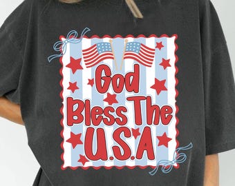 God Bless The USA PNG, patriottische rood wit blauwe sublimatie, Amerikaanse vlag sterren clipart, 4 juli png-bestand voor shirts