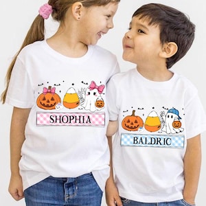 Personalized Halloween Kids Ghost Png, Cute Ghost Pumpkin Shirt Design, Custom Name Fall Shirt Png, Boy and Girl Halloween Png, Ghost Png