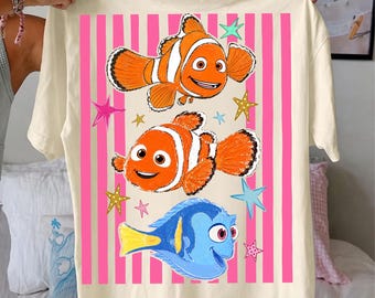 Striped Preppy Blue Tang PNG, Colorful Sea Life Sublimation, Sketch Finding Nemo Character Design, Digital Download