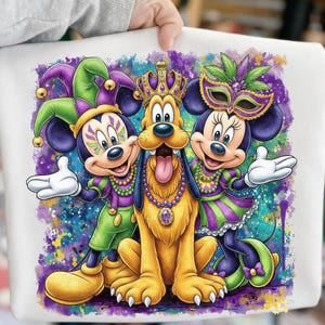 Mardi Gras Cartoon Mouse And Friends PNG, Mardi Gras Vibes Png, Castle Fat Tuesday, Digital Download image 1