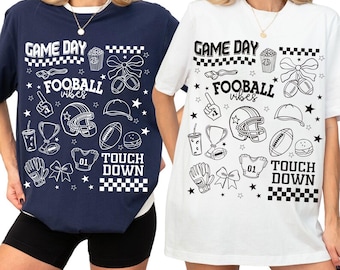 Game Day Football Svg, Cute Football Vibes Sublimation Design, Touchdown Shirt Svg, Game Day Svg, Sport Theme Tee For Women