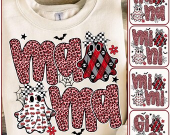 Leopard Mama Ghost Png Bundle, Halloween Family Matching Shirts, Cute Spooky Sublimation Design, Mama Mini Nana Gigi Png File