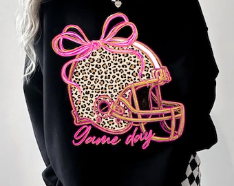 Football Game Day Png, Leopard Helmet with Bow Sublimation, Cute Sports Fan Png, Coquette Pink Out PNG, Breast Cancer png, Football Mom Png