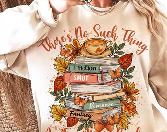 Não existe tal coisa PNG, Amante de livros de outono PNG, Pilha de livros de café de outono PNG, Outono fofo e aconchegante PNG para leitores, Latte de abóbora PNG