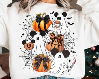 Fantasma de Halloween (Png), Fantasma con calabaza (Png), Temporada espeluznante (Png), Otoño de Halloween (Png), Arte retro de Boo Crew (Png), Oreja de ratón (Png), Lazo de calabaza (Png)
