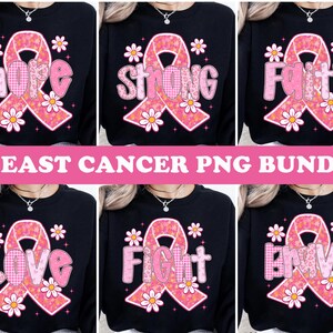 Breast Cancer Awareness PNG Bundle, Pink Ribbon Sublimation, Hope, Strong, Faith, Love, Fight, Brave, October Shirt Design Download