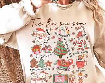 Christmas Tis The Season Png, Tis The Season Png, Holiday Checklist Png, Tree Lights Png, Santa Claus Png, Retro Christmas Png Download