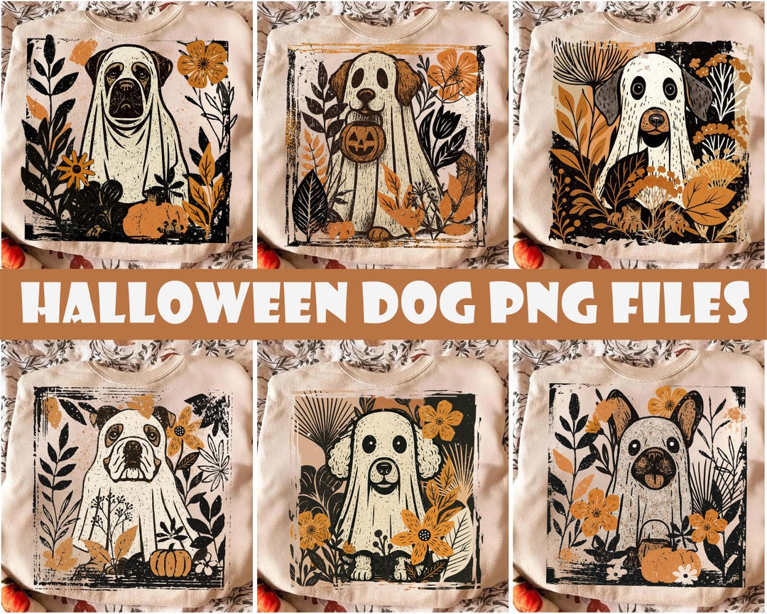 Halloween Dog Png Bundle, Vintage Ghost Dog Png, Spooky Fall Pumpkin ...