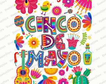 Floral Cinco De Mayo Png, Cinco Colorido Png, Fiesta Party, Cinco De Mayo Png, Fiesta Sublimation Design, Fiesta Png, Cinco De Mayo Designs