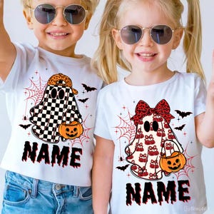 Custom Name Halloween Ghost Png, Boy and Girl Ghost Png, Trick or Treat Png, Checkered Ghost Png, Custom Kids Name Png, Spooky Season Png