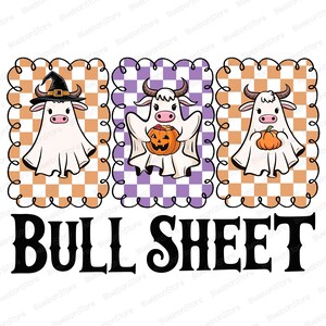 Funny Cow Ghost Halloween Png, Bull Sheet Png, Retro Gingham Halloween Shirt Design, Sublimation Graphic, Fall Farm Animal Png