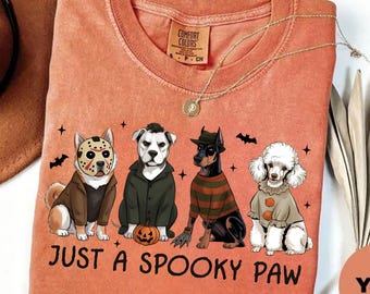Halloween Dogs Png, Just A Spooky Paw Clipart, Scary Movie Characters Dog Png, Funny Pet Halloween Shirt Png, Horror Dogs Png