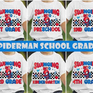 Superhero Back To School Png Bundle, Swinging Into Grade PNG, 1st 2nd 3rd 4th Grade, Kindergarten Preschool Shirt Design, Spider Design