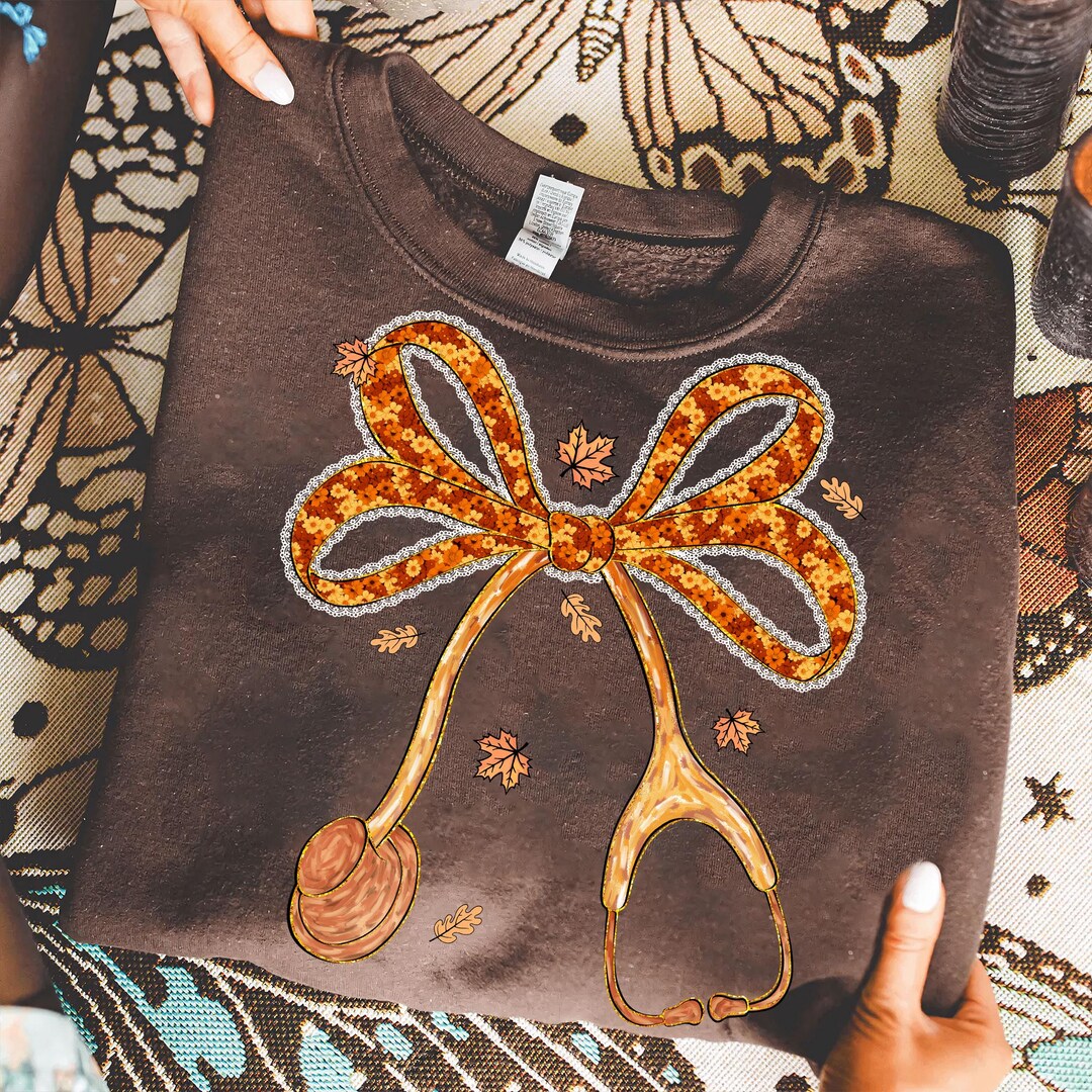 Fall Nurse Png, Autumn Stethoscope Bow Sublimation, Cute Pumpkin Spice ...