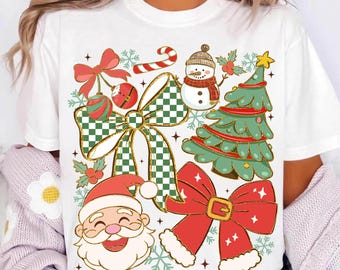 Christmas Doodle Png, Christmas coquette png, Christmas bow png, Santa Claus png, Merry Christmas png, Christmas Tree Png