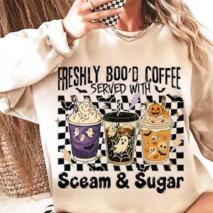 Freshly Boo’d Coffee Png, Halloween Coffee Cup Sublimation, Cute Ghost Drink Png, Spooky Iced Coffee Png, Halloween Barista Shirt Design