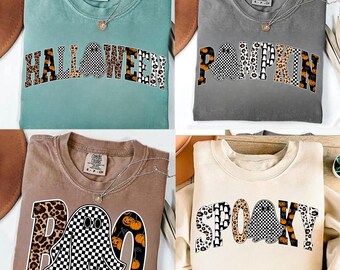Halloween Boo Sublimation Bundle, Boo Spooky Pumpkin PNG, Ghost Leopard Checker Shirt Design, Fall October Digital Download Png