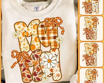 Fall Mama Png-bundel, Autumn Mom-sublimatie, Pumpkin Floral Mama Png, Retro Fall Mom Png, Thanksgiving Shirt Design, Gigi, Nana, Mini, Mimi