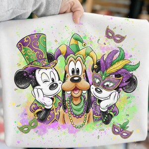 Mardi Gras Cartoon Mouse And Friends PNG, Mardi Gras Vibes Png, Castle Fat Tuesday, Digital Download image 1