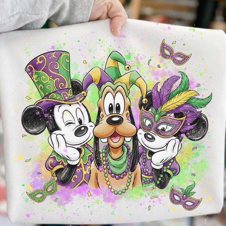 Mardi Gras Cartoon Mouse And Friends PNG, Mardi Gras Vibes Png, Castle Fat Tuesday, Digital Download image 1