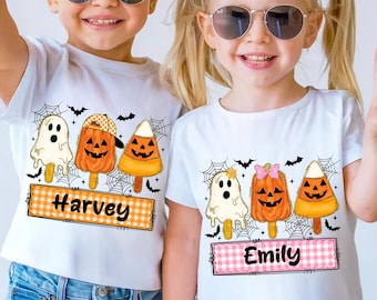 Crème glacée d'Halloween personnalisée Png, Nom personnalisé Halloween pour enfants, Png mignon bonbon citrouille fantôme, Halloween Png garçon fille