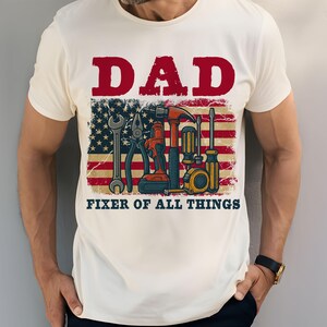 Dad Fixer of All Things PNG, Toolbox American Flag Sublimation, Father’s Day DIY Dad Design, Patriotic Handyman PNG, Printable Shirt image 4