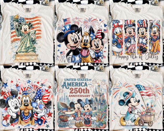Retro Mouse 4th Of July Bundle, Patriotic USA Flag Designs, America Themed Digital Files, Independence Day PNG