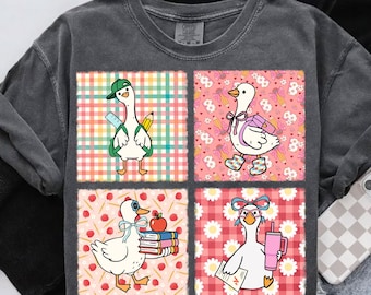 Schulgans Sublimation, Dumme Gans Zurück zu Schule Png, Niedlicher Erster Tag Der Schule Png, Adrette Lehrerin Png, Trendige niedliche, lustige Schule