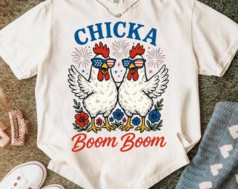 Fourth Of July Chicken PNG, Chicka Boom Boom Clipart, Independence Day Farm Animal Design, Patriotic Sunglasses Chicken PNG Sublimation