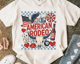 American Rodeo PNG, Vintage Western Graphic, Beer Eagle Skull Dice Clipart, Country Cowboy Sublimation Design, Retro USA Shirt PNG