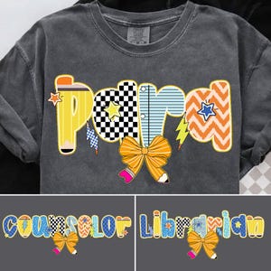 School Staff PNG Bundle, Para Counselor Librarian Sublimation Design, Back To School Shirt Png, Teacher Appreciation Png