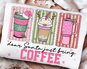 Christmas Coffee PNG, Christmas Food Png, Merry Christmas PNG, Preppy Christmas Shirt Png, Retro Christmas Png, Christmas Girly Coquette