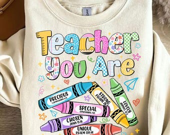 Lehrer du bist PNG, Christlicher Lehrer Buntstift PNG, Bibel Vers Sublimation, Religiöser Lehrer Shirt Design, Back To School Glaube Png