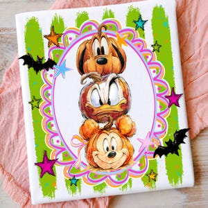 Stacked Pumpkin Halloween PNG, Grumpy Duck Happy Dog Clipart, Magic Kingdom Inspired Sublimation, Retro Spooky Season