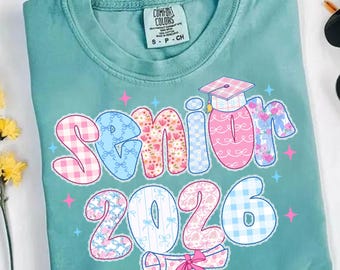 Pastel senior 2026 png, pastel afstuderen png, schattig senior shirtontwerp, klasse van 2026 sublimatie, coquette senior 2026 png digitaal