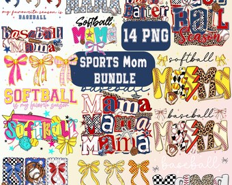 Sports Mom Png Bundle: Baseball Softball Mom PNG, Retro Baseball Mama PNG, Game Day Png, Digital Download